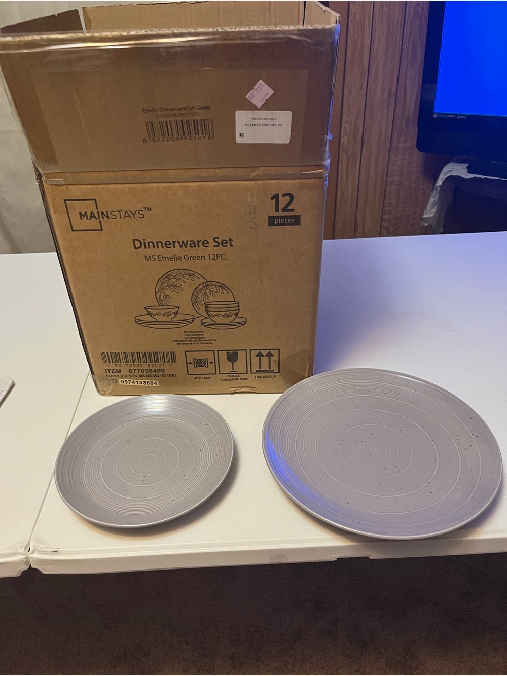 Mainstays Gray Stoneware Dinner Plates - Set Accent